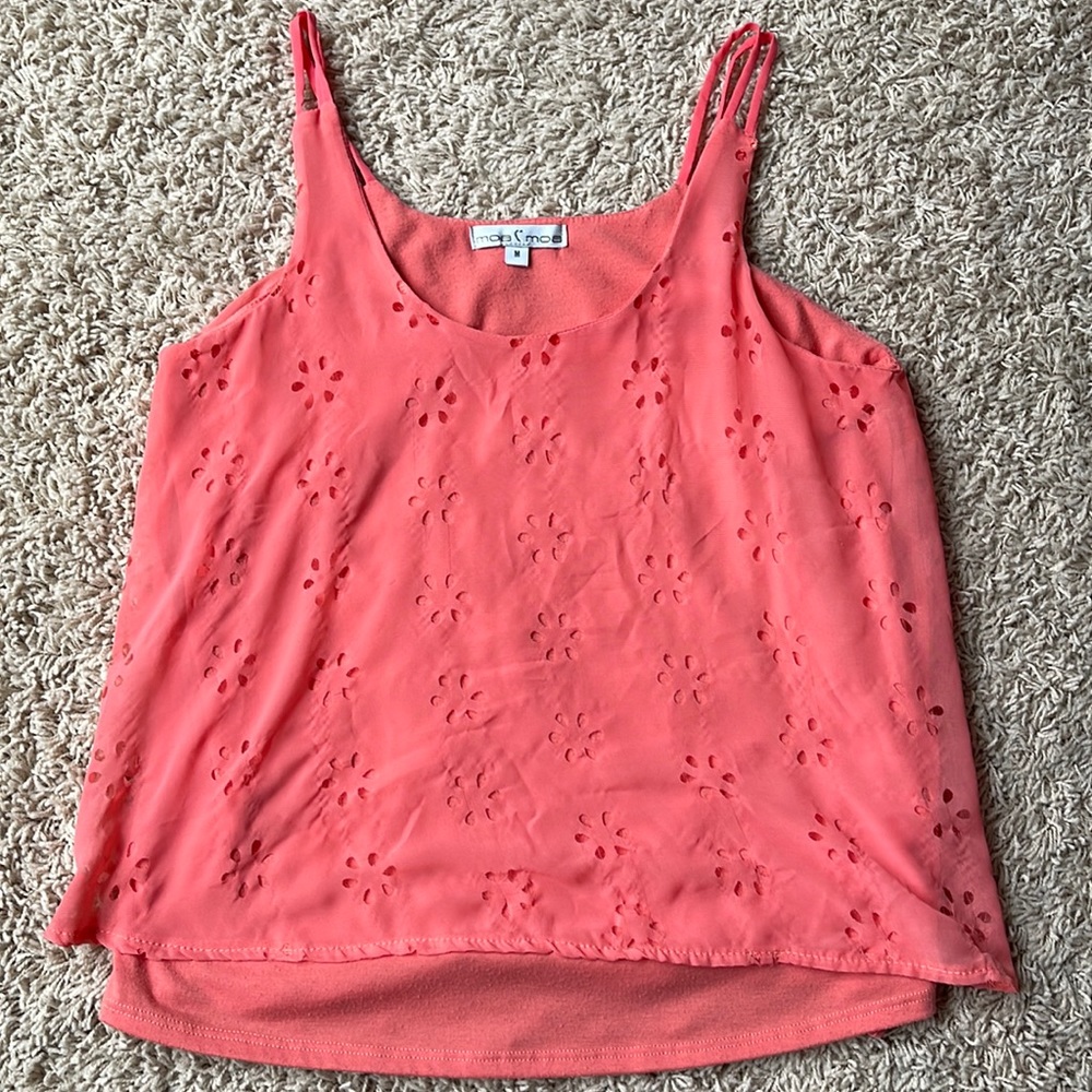 Coral Polyester/Cotton Flowy Tank Top